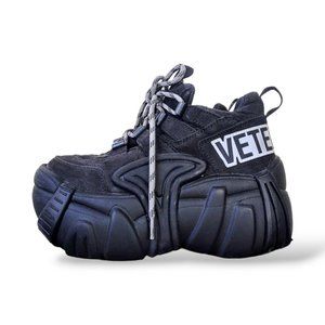 Vetemens x Swear collab chunky platform black leather sneakers